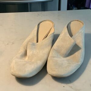Everlane Cream Suede Mules